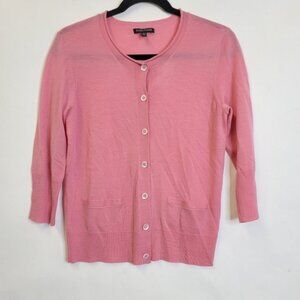 Eileen Fisher  100% wool Fine knit  Barbiecore cardigan